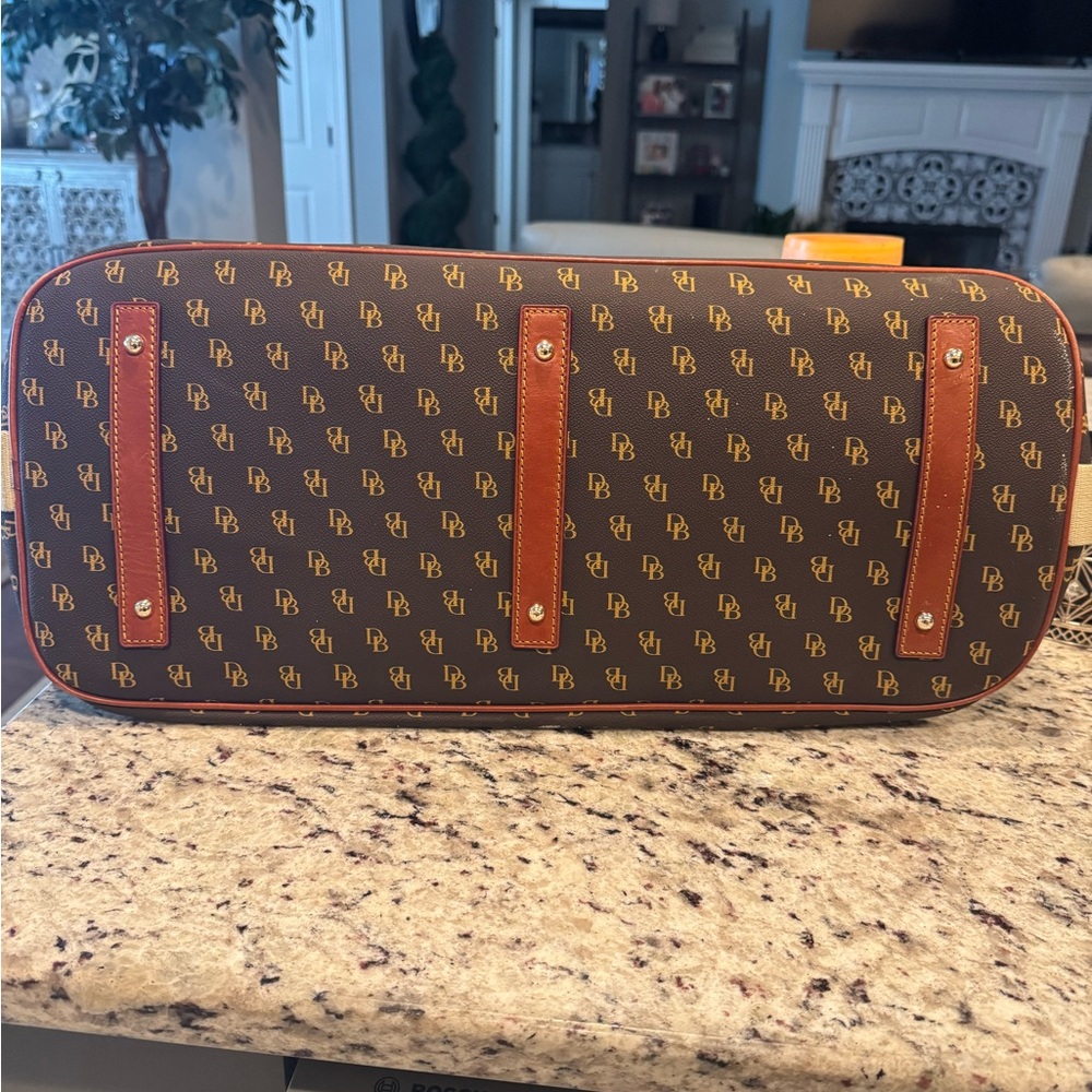Dooney & Bourke Brown and Gold Monogram Travel Bag - Picture 4 of 4